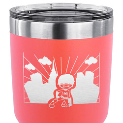 Superhero in the City 30 oz Stainless Steel Tumbler - Coral - Single Sided