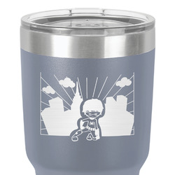 Superhero in the City 30 oz Stainless Steel Tumbler - Grey - Double-Sided (Personalized)