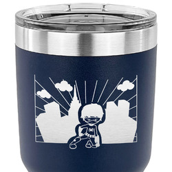 Superhero in the City 30 oz Stainless Steel Tumbler - Navy - Double Sided (Personalized)