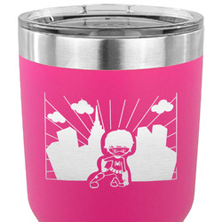 Superhero in the City 30 oz Stainless Steel Tumbler - Pink - Double Sided (Personalized)