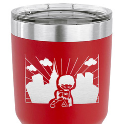 Superhero in the City 30 oz Stainless Steel Tumbler - Red - Double Sided (Personalized)