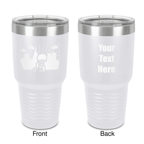 Custom Superhero in the City 30 oz Stainless Steel Tumbler - White - Double-Sided (Personalized)