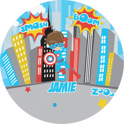 Superhero in the City Multipurpose Round Labels - 5" (Personalized)