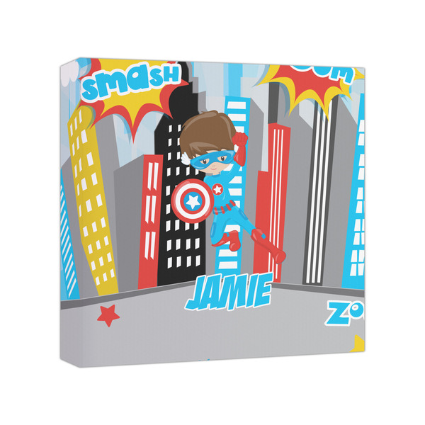 Custom Superhero in the City Canvas Print - 8x8 (Personalized)