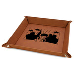 Superhero in the City Faux Leather Dice Tray - 9" x 9" - Rawhide