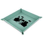 Superhero in the City Faux Leather Dice Tray - 9" x 9"  - Teal