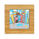 Superhero in the City Bamboo Trivet with Ceramic Tile Insert (Personalized)