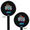 Superhero in the City Black Plastic 5.5" Stir Stick - Double Sided - Round - Front & Back