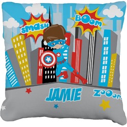 Superhero in the City Faux-Linen Throw Pillow 26" (Personalized)