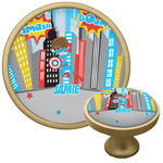 Superhero in the City Cabinet Knob - Gold (Personalized)