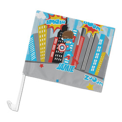 Superhero in the City Car Flag - Large (Personalized)