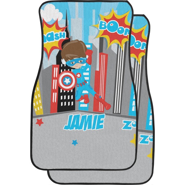 Custom Superhero in the City Car Floor Mats (Personalized)