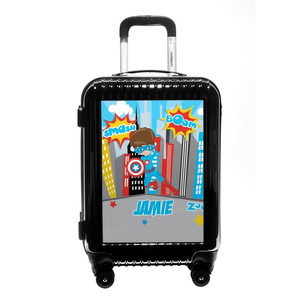 Custom Superhero in the City Carry On Hard Shell Suitcase (Personalized)