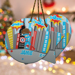 Superhero in the City Ceramic Ornament w/ Name or Text