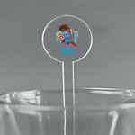 Superhero in the City 7" Round Plastic Stir Sticks - Clear (Personalized)