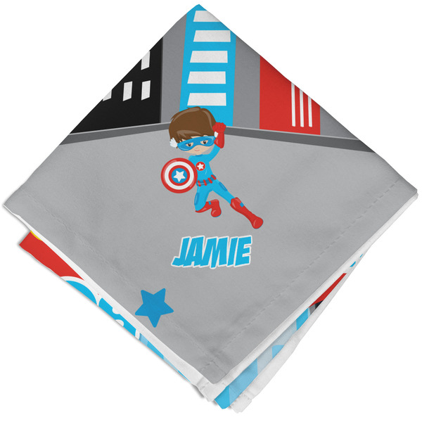 Custom Superhero in the City Cloth Napkin w/ Name or Text