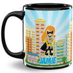 Superhero in the City 11 Oz Coffee Mug - Black (Personalized)