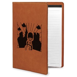Superhero in the City Leatherette Portfolio with Notepad
