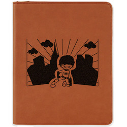 Superhero in the City Leatherette Zipper Portfolio with Notepad - Single Sided