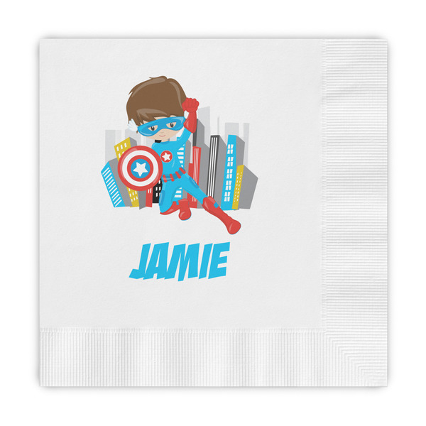 Custom Superhero in the City Embossed Decorative Napkins (Personalized)