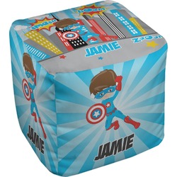 Superhero in the City Cube Pouf Ottoman - 18" (Personalized)