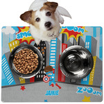 Superhero in the City Dog Food Mat - Medium w/ Name or Text