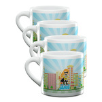 Superhero in the City Double Shot Espresso Cups - Set of 4 (Personalized)