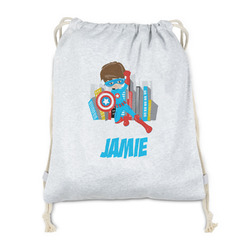 Superhero in the City Drawstring Backpack - Sweatshirt Fleece - Single Sided (Personalized)
