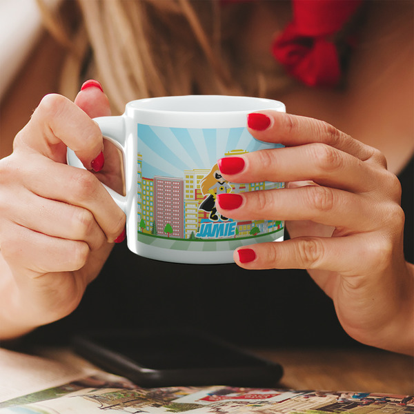 Custom Superhero in the City Double Shot Espresso Cup - Single (Personalized)