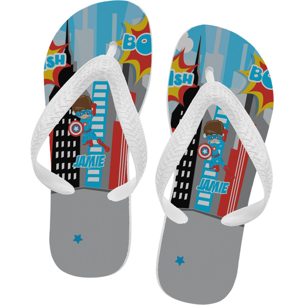 Custom Superhero in the City Flip Flops (Personalized)