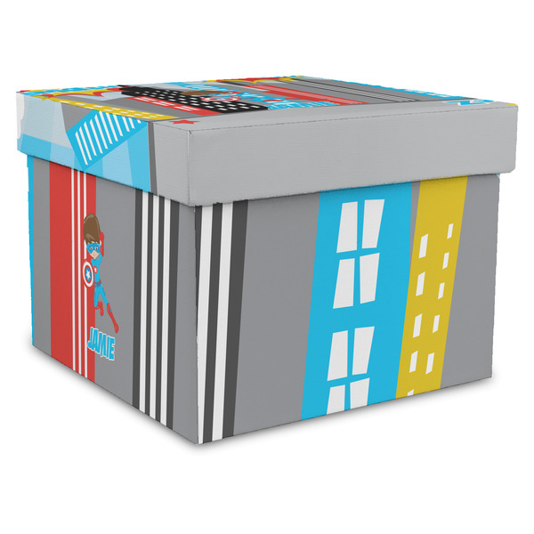 Custom Superhero in the City Gift Box with Lid - Canvas Wrapped - XX-Large (Personalized)