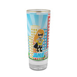 Superhero in the City 2 oz Shot Glass -  Glass with Gold Rim - Single (Personalized)