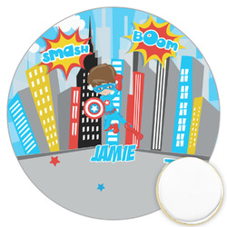 Superhero in the City Printed Cookie Topper - 3.25" (Personalized)