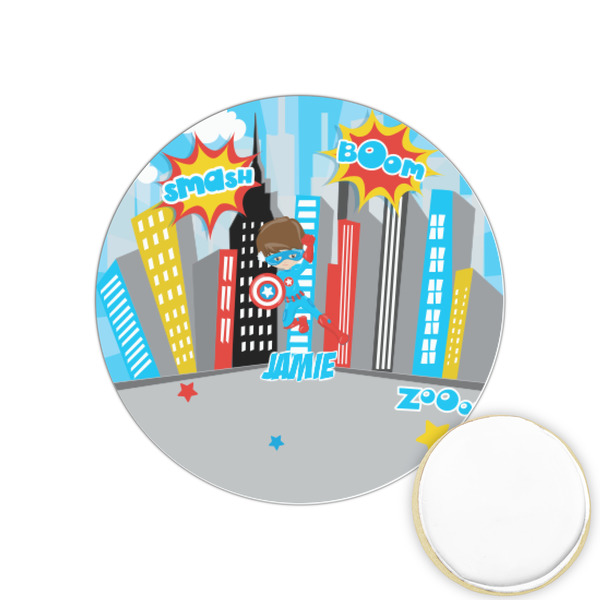 Custom Superhero in the City Printed Cookie Topper - 1.25" (Personalized)