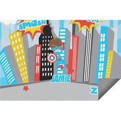 Superhero in the City Indoor / Outdoor Rug - 6'x8' w/ Name or Text