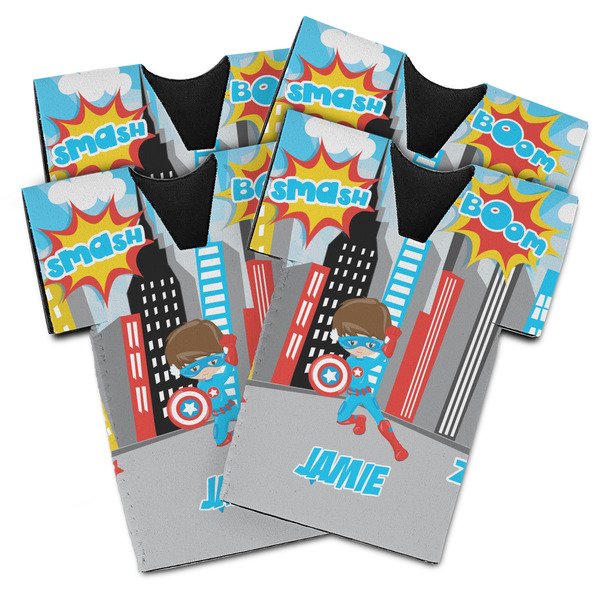 Custom Superhero in the City Jersey Bottle Cooler - Set of 4 (Personalized)