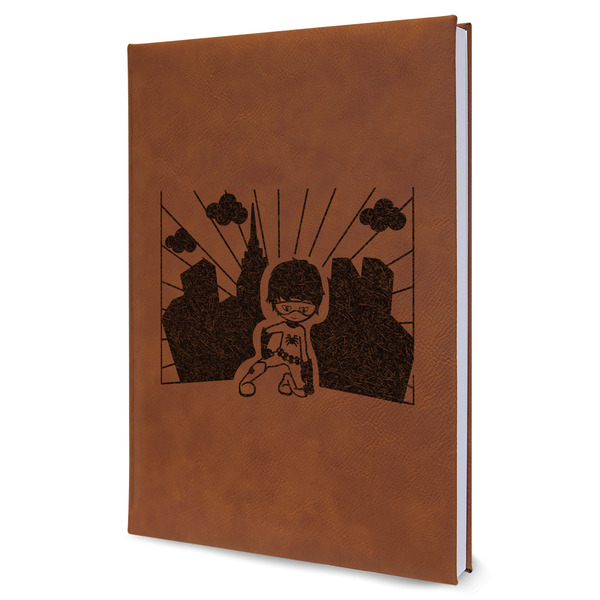 Custom Superhero in the City Leather Sketchbook - Large - Single Sided