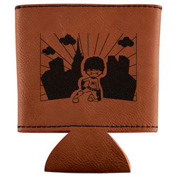 Superhero in the City Leatherette Can Sleeve