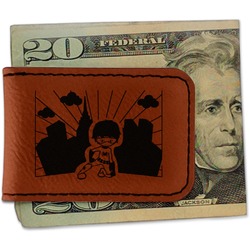Superhero in the City Leatherette Magnetic Money Clip - Single Sided