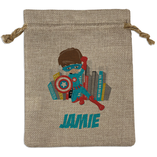 Custom Superhero in the City Burlap Gift Bag (Personalized)