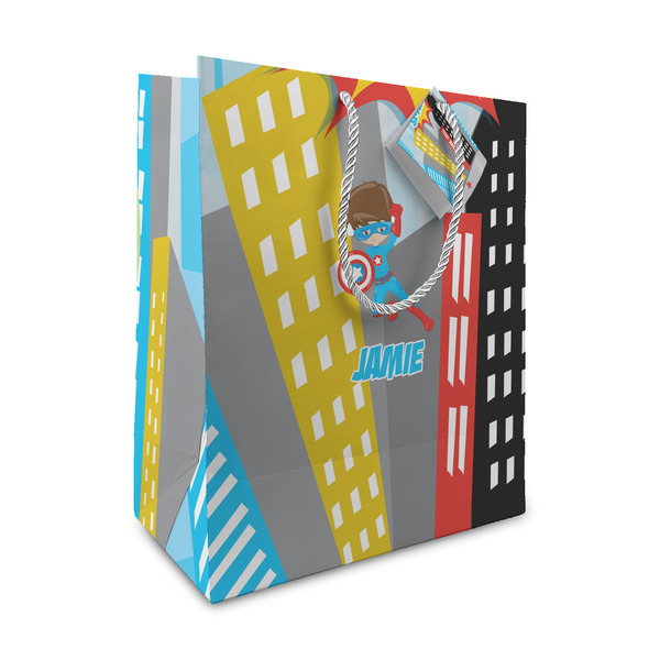 Custom Superhero in the City Medium Gift Bag (Personalized)