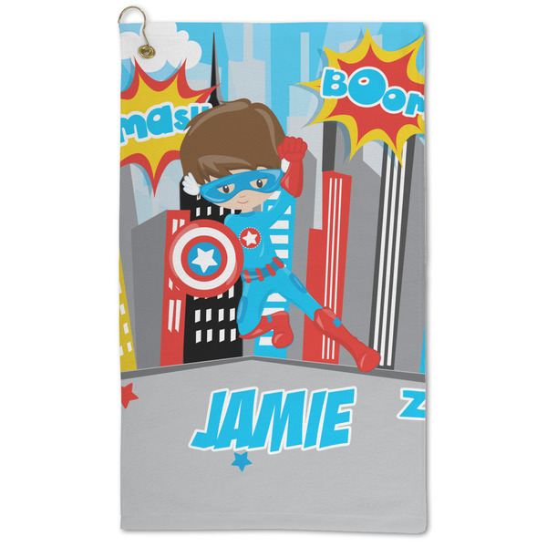 Custom Superhero in the City Microfiber Golf Towel - Large (Personalized)