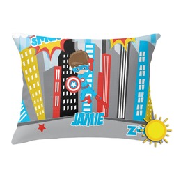 Superhero in the City Outdoor Throw Pillow (Rectangular) (Personalized)