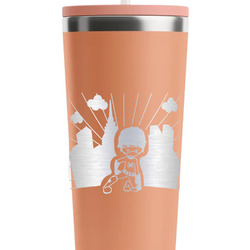 Superhero in the City RTIC Everyday Tumbler with Straw - 28oz - Peach - Double-Sided (Personalized)