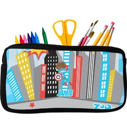 Superhero in the City Neoprene Pencil Case - Small w/ Name or Text