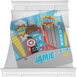 Superhero in the City Minky Blanket - Toddler / Throw - 60"x50" - Double Sided (Personalized)