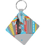 Superhero in the City Diamond Plastic Keychain w/ Name or Text