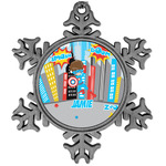 Superhero in the City Vintage Snowflake Ornament (Personalized)