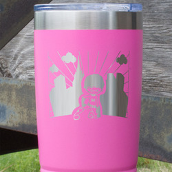 Superhero in the City 20 oz Stainless Steel Tumbler - Pink - Double Sided (Personalized)