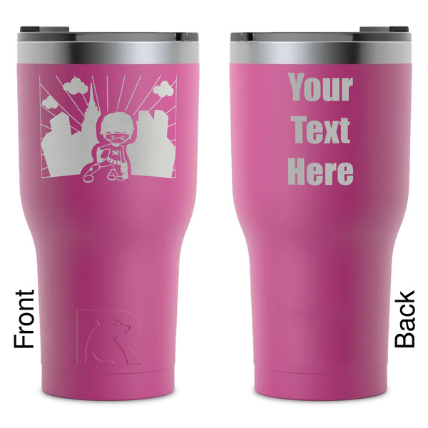 Custom Superhero in the City RTIC Tumbler - Magenta - Laser Engraved - Double-Sided (Personalized)